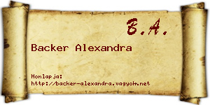 Backer Alexandra névjegykártya